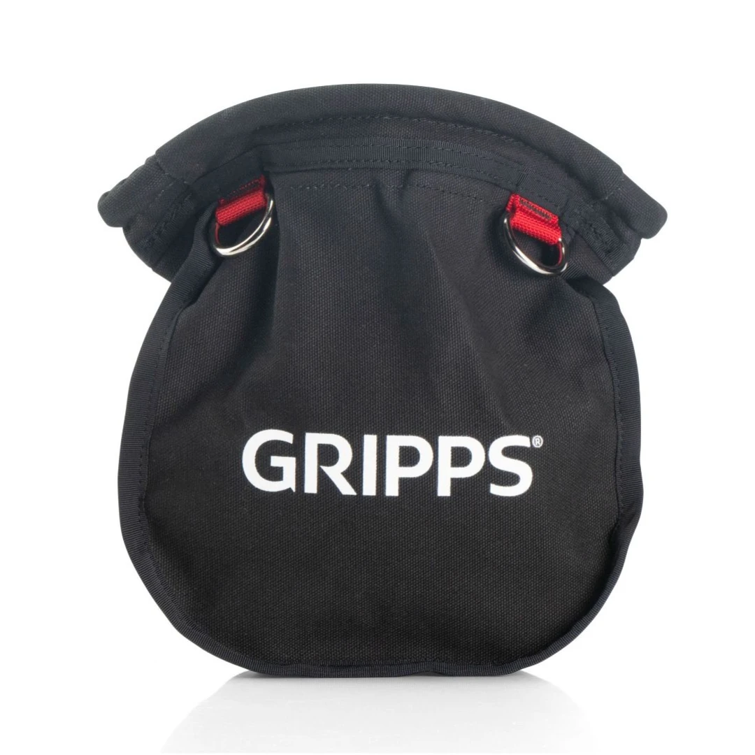een zwarte tas met het merk gripps erop gedrukt