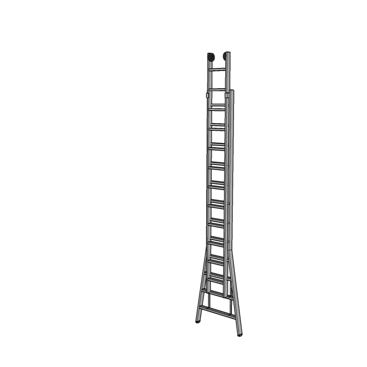 3D tekening van ingeklapte mobiele ladder